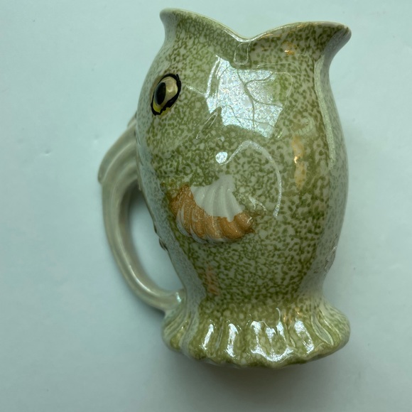 Vintage Koi fish ceramic greenish creamer. Made in Japan - Picture 1 of 6